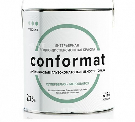 Краска интерьерная моющаяся Vincent Conformat 2 л, баса C