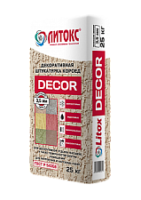 Декоративная штукатурка ЛИТОКС Короед 25 кг, фракция камня 3,5 мм