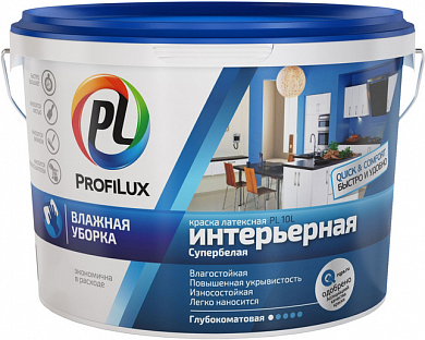 Краска ВД ProfiLux PL-10L влагостойкая латексная белая, 1,4 кг