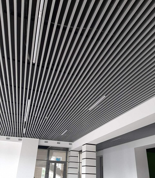 Реечный потолок  Албес "Кубообразный дизайн" A38S металлик с шагом 35 мм